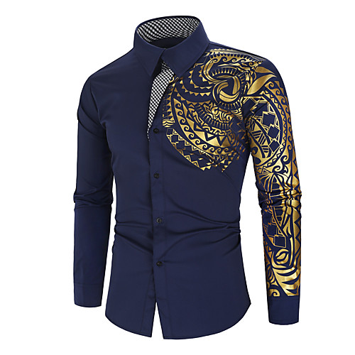 

Men's Shirt Graphic Long Sleeve Casual Tops Fashion Wine Green White