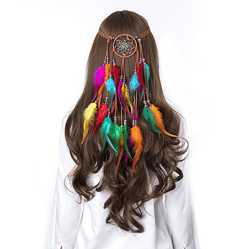 

lureme Dreamcatcher Feather Headband-Boho Feather Headwear Hippie Headdress Bohemian Hairband for Women (hb000014-11)
