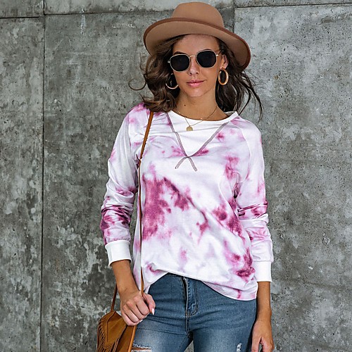 

Women's Sweatshirt Pullover Tie Dye Print Daily Sports 3D Print Sportswear Streetwear Hoodies Sweatshirts Purple Fuchsia Green