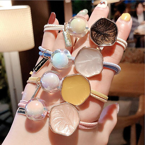 

Women's Hair Ties Hair Jewelry For Festival Shell Transparent Plastic Rubber Mixed Color 4pcs