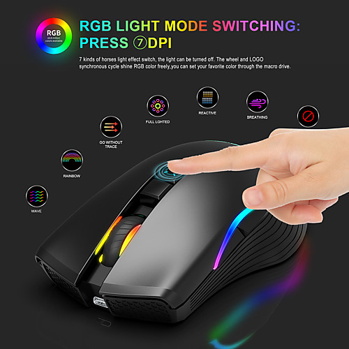 

T26 Wireless Mouse 2.4GHz Type C Rechargeable Mouse Backlight 7 Buttons Portable Mini Gaming Mouse for Laptop PC Computer