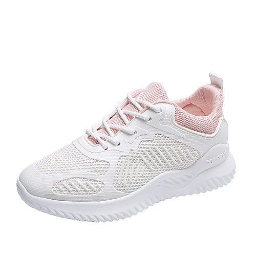 

Women's Trainers Athletic Shoes Flat Heel Round Toe Booties Ankle Boots Daily Home Mesh PU Solid Colored Pink / White White Black