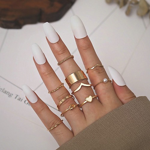 

Ring Vintage Style Gold Imitation Pearl Alloy Heart Stylish Simple Ethnic 10pcs One Size / Women's
