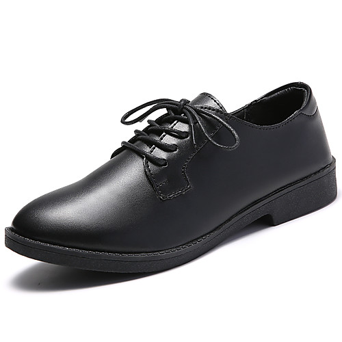 

Women's Oxfords Flat Heel Round Toe Booties Ankle Boots Daily Work Leather Solid Colored Black