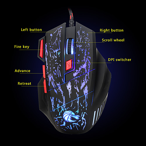 

LITBest H300 Wired USB Gaming Mouse / Ergonomic Mouse 5500 dpi 5 Adjustable DPI Levels 7 pcs Keys