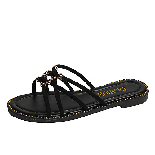 

Women's Sandals Wedge Heel Synthetics Solid Colored Black Beige