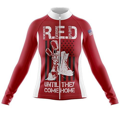 

21Grams Women's Long Sleeve Cycling Jersey Spandex Red American / USA Bike Top Mountain Bike MTB Road Bike Cycling Quick Dry Moisture Wicking Sports Clothing Apparel / Stretchy / Athleisure
