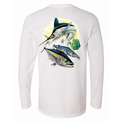 

CAWANFLY Men's Fishing Shirt Outdoor Long Sleeve UPF50 UV Protection Quick Dry Lightweight Breathable Top Autumn / Fall Spring Summer Athleisure Fishing Camping & Hiking White / Micro-elastic