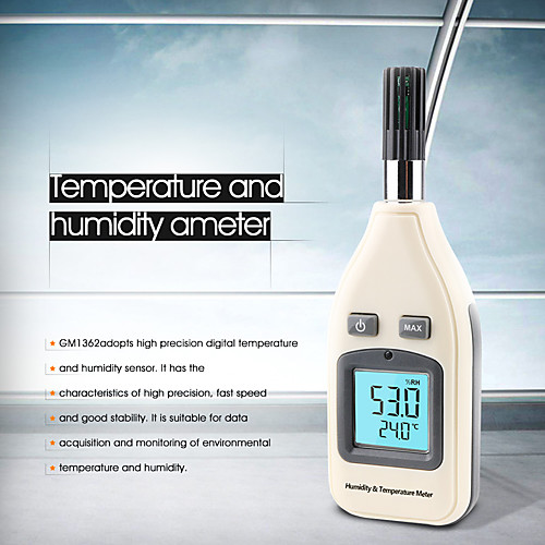 

GM1362 humidity temperature meter Digital LCD display thermo-hygrometer w /LCD Backlilght & Data Hold
