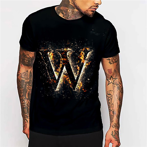 

Men's Unisex Tee T shirt Shirt 3D Print Graphic Prints Letter Print Short Sleeve Daily Tops Casual Designer Big and Tall Black