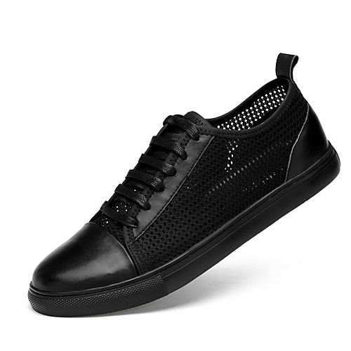 

Men's Sneakers British Style Plaid Shoes Comfort Shoes Casual Daily Office & Career Mesh Cowhide Breathable Handmade Non-slipping White Black Spring Summer