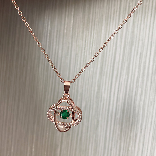 

Women's Green Cubic Zirconia Charm Necklace Floating Locket Elegant Sweet Titanium Steel Rose Gold 40 cm Necklace Jewelry 1pc For Wedding Gift Festival