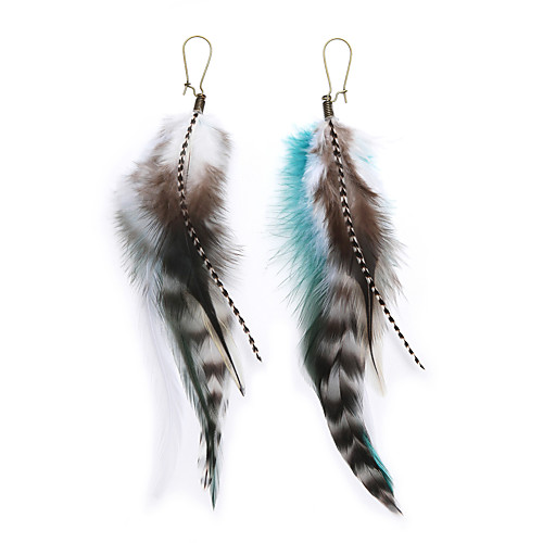 

Handmade Natural Feather Dangle Earrings Vintage Bohemian Multicolor Pheasant Feathers Earrings for Womens (js000058-8)