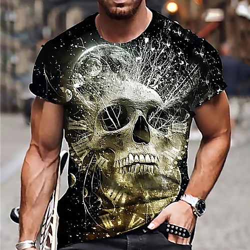

Men's Unisex Tee T shirt Shirt 3D Print Graphic Prints Skull Print Short Sleeve Daily Tops Casual Designer Big and Tall Black