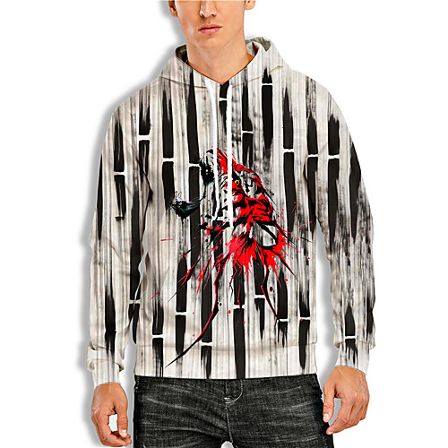 

Men's Pullover Hoodie Sweatshirt Stripes Graphic Prints Print Daily Sports 3D Print 3D Print Casual Hoodies Sweatshirts Gray