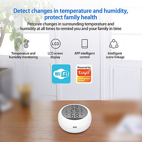

Tuya WIFI Temperature And Humidity Sensor Indoor Hygrometer Thermometer With LCD Display