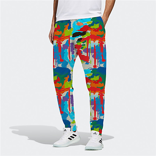 

Men's Novelty Designer Casual / Sporty Big and Tall Breathable Sports Daily Fitness Jogger Pants Sweatpants Trousers Pants Graphic Prints Graffiti Full Length Drawstring Elastic Waist Blue