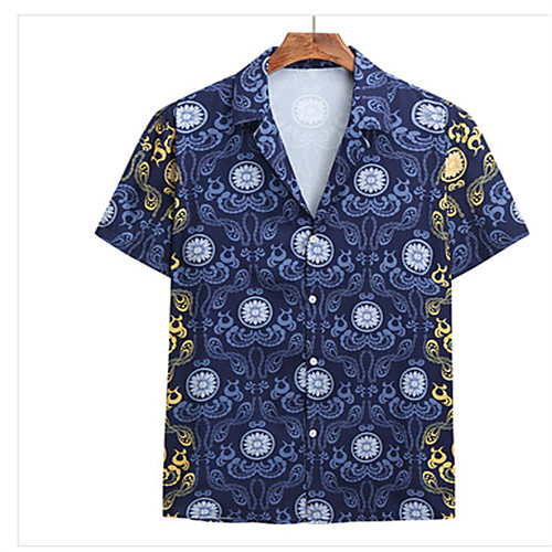 

Men's Shirt Graphic Short Sleeve Daily Tops Casual Dusty Blue