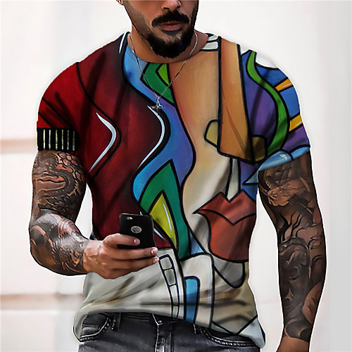 

Men's Unisex Tee T shirt Shirt 3D Print Graphic Prints Graffiti Print Short Sleeve Daily Tops Casual Designer Big and Tall Rainbow