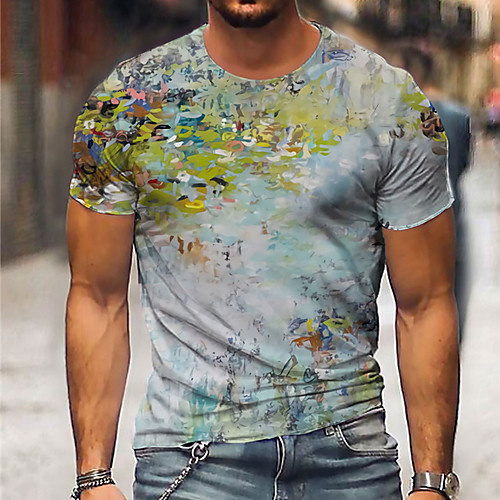 

Men's Unisex Tee T shirt Shirt 3D Print Graphic Prints Oil Painting Print Short Sleeve Daily Tops Casual Designer Big and Tall Blue