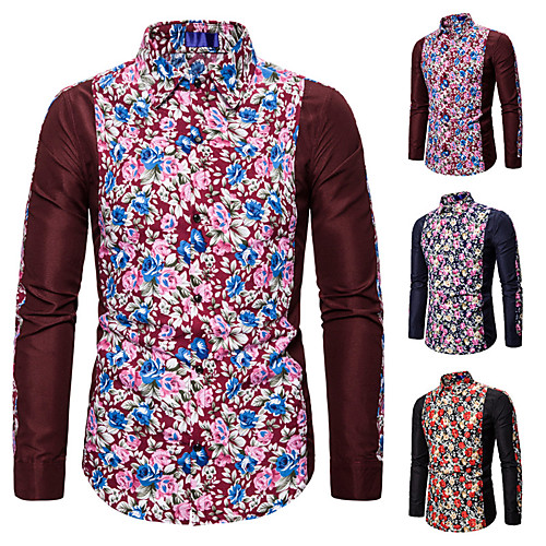

Men's Shirt Argyle Long Sleeve Casual Tops Casual Exaggerated Wine Black Navy Blue