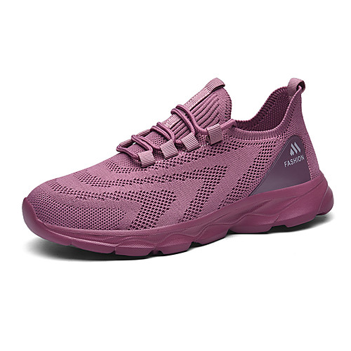 

Women's Trainers Athletic Shoes Flat Heel Round Toe Booties Ankle Boots Daily Work Tissage Volant Solid Colored Purple White Black