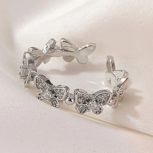 

Ring Classic Silver Imitation Diamond Alloy Butterfly Natural Elegant Trendy 1pc One Size / Women's / Open Cuff Ring