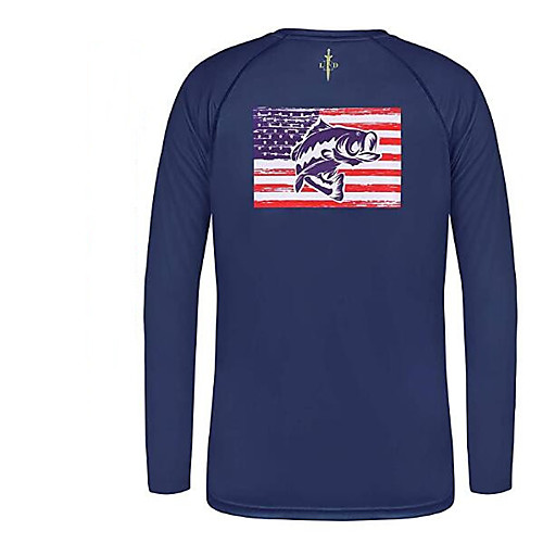 

CAWANFLY Men's Fishing Shirt Outdoor Long Sleeve UPF50 UV Protection Quick Dry Lightweight Breathable Top Autumn / Fall Spring Summer Athleisure Fishing Camping & Hiking Blue / Micro-elastic