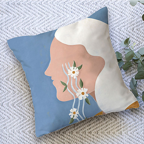 

Woman Double Side Cushion Cover 1PC Soft Decorative Square Throw Pillow Cover Cushion Case Pillowcase for Bedroom Livingroom Superior Quality Machine Washable Outdoor Cushion for Sofa Couch Bed Chair Floral Blue