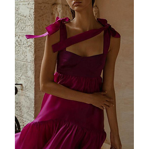 

Women's Swing Dress Maxi long Dress Purple Sleeveless Solid Color Pure Color Spring Summer Collarless Charm 2021 S M L XL XXL