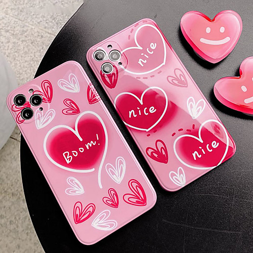 

Phone Case For Apple Back Cover iPhone 12 Pro Max 11 SE 2020 X XR XS Max 8 7 Shockproof Dustproof with Stand Heart Geometric Pattern TPU