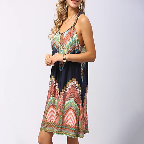 

Women's A Line Dress Short Mini Dress Big orange flower Color big flowers Orange green flowers Pink green flowers Orchid purple flowers Blue Yellow Blushing Pink Green Sky Blue Sleeveless Print Summer