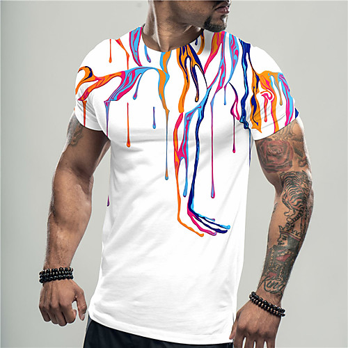 

Men's Unisex Tee T shirt Shirt 3D Print Graphic Prints Graffiti Print Short Sleeve Daily Tops Casual Designer Big and Tall White