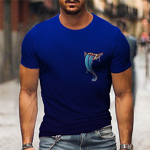 

Men's Unisex Tee T shirt Shirt 3D Print Graphic Prints Mouth Print Short Sleeve Daily Tops Casual Designer Big and Tall Blue