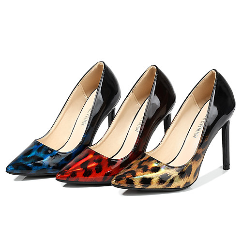 

Women's Heels Stiletto Heel Pointed Toe Party Work PU Color Block Red Blue Gold