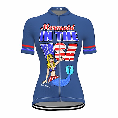 

21Grams Women's Short Sleeve Cycling Jersey Summer Spandex Dark Navy American / USA Mermaid Scales Bike Top Mountain Bike MTB Road Bike Cycling Quick Dry Moisture Wicking Sports Clothing Apparel