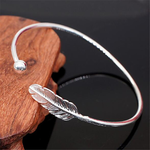 

Women's Bracelet Bangles Cuff Bracelet Bracelet 3D Leaf Fashion Copper Bracelet Jewelry Silver For Christmas Party Evening Gift Date Festival / Silver Plated