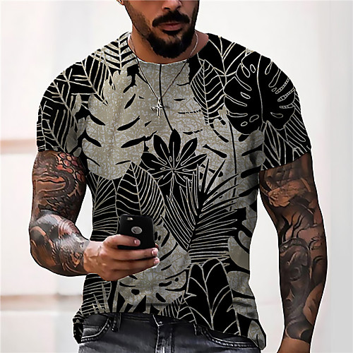

Men's Unisex Tee T shirt Shirt 3D Print Plants Graphic Prints Print Short Sleeve Daily Tops Casual Designer Big and Tall Black