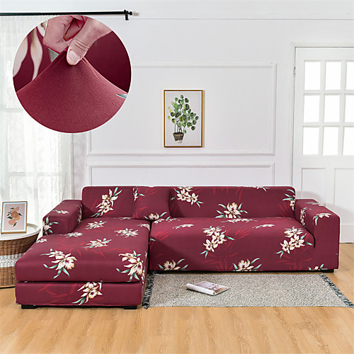 

Dazzling Gold Line Sofa Cover 1-Piece Couch Cover Fit for 1-4 Seater L-shape Couch Soft Stretch Slipcover Spandex Jacquard Fabric Easy to Install(1 Free Cushion Cover)
