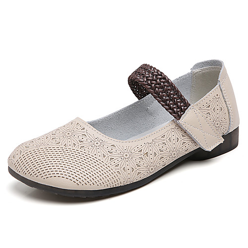 

Women's Loafers & Slip-Ons Flat Heel Round Toe Booties Ankle Boots Daily Work Leather Solid Colored Gray White Black