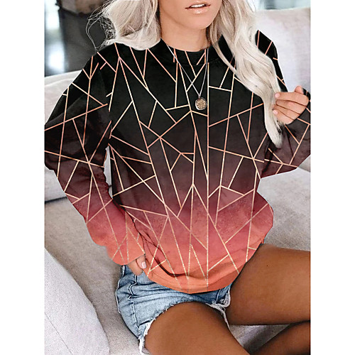 

Women's Sweatshirt Pullover Gradient Geometric Print Daily Sports 3D Print Active Streetwear Hoodies Sweatshirts Blue Purple Blushing Pink