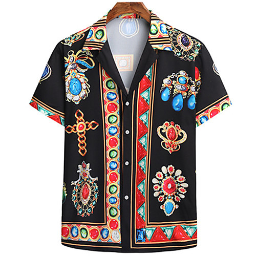 

Men's Shirt Graphic Short Sleeve Casual Tops Casual Black