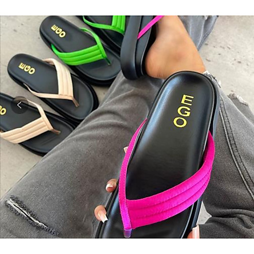 

Women's Sandals Flat Heel Round Toe PU Solid Colored Almond Pink Green