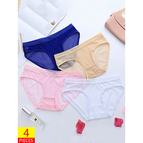 

Women's Basic Sexy Brief Micro-elastic Low Waist 4 Pieces Multi color One-Size