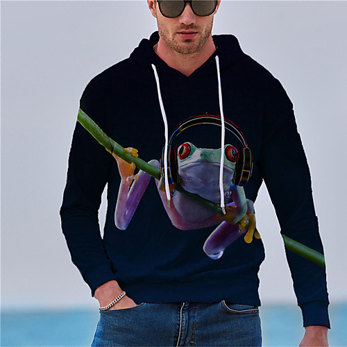 

Men's Unisex Hoodie Cartoon Graphic Prints Animal Print Daily Sports 3D Print 3D Print Casual Hoodies Sweatshirts Black