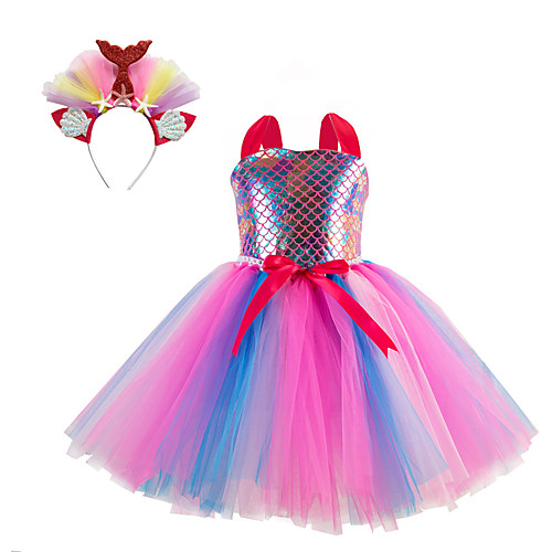 

Princess Unicorn Cosplay Costume Masquerade Flower Girl Dress Girls' Movie Cosplay Vacation Christmas Purple Blue Fuchsia Skirts Headwear Christmas Halloween Children's Day Polyester / Cotton