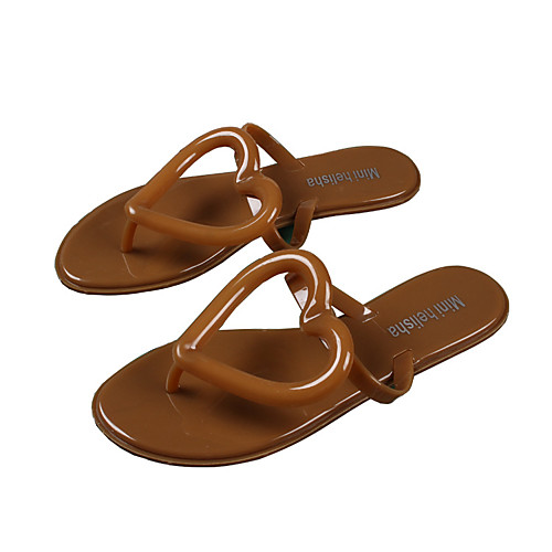 

Women's Slippers & Flip-Flops Flat Heel Open Toe Daily Home PVC Pearl Solid Colored Wine Dark Brown White