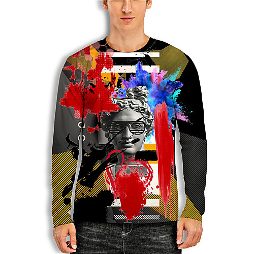 

Men's Unisex Tee T shirt Shirt 3D Print Graphic Prints Statue Print Long Sleeve Daily Tops Casual Designer Big and Tall Red