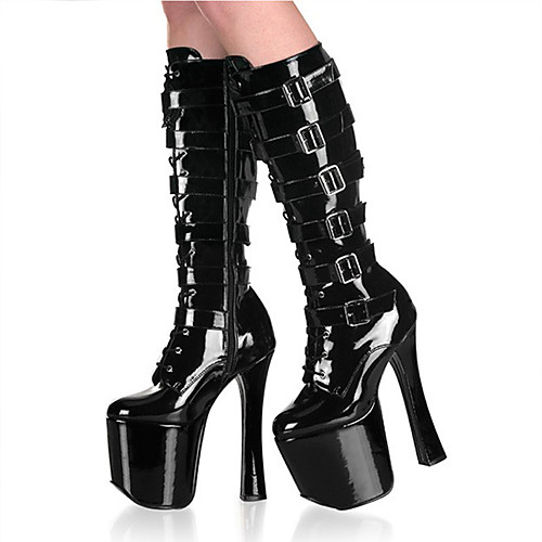 

Women's Boots Demonia Boots Platform Chunky Heel Round Toe Knee High Boots Party PU Purple Blue Pink