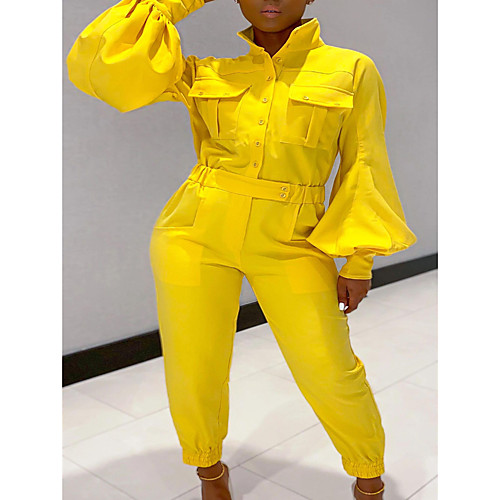

Women's Basic Casual Causal Daily 2021 Yellow Blushing Pink Black Jumpsuit Solid Color Pocket